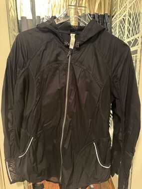 Lightweight Black Hooded Windbreaker Jacket